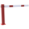 Compact hand barrier | with fixed support post | clear width: 1500 mm | for padlock | hot-dip galvanized and coated red / white